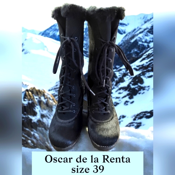 Vintage Oscar de la Renta Llama Hair Ski Boots, 8.5 - Picture 1 of 3